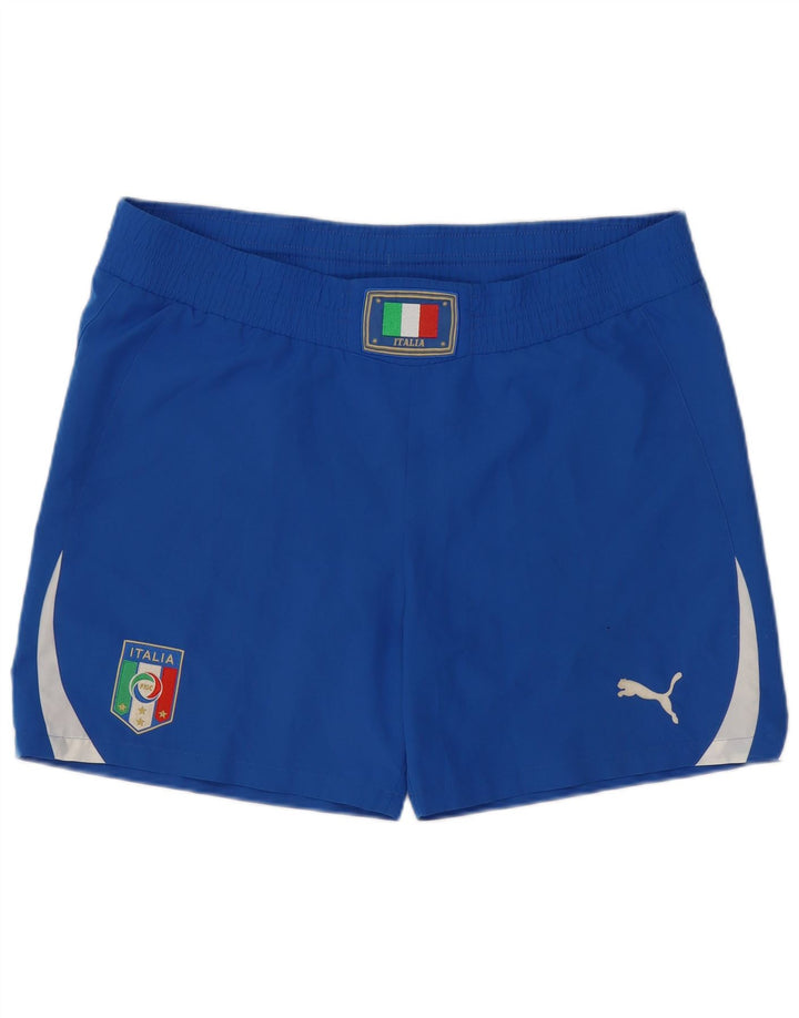 Pantaloncini sportivi Puma Italia da uomo con grafica grande blu in poliestere