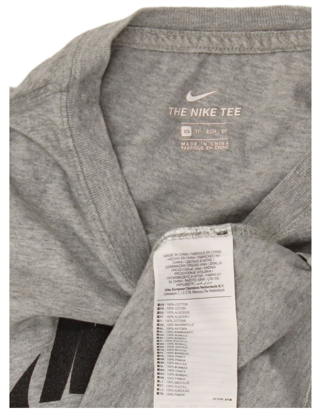 T-shirt grafica da donna NIKE Top UK 6 XS cotone chiazzato grigio