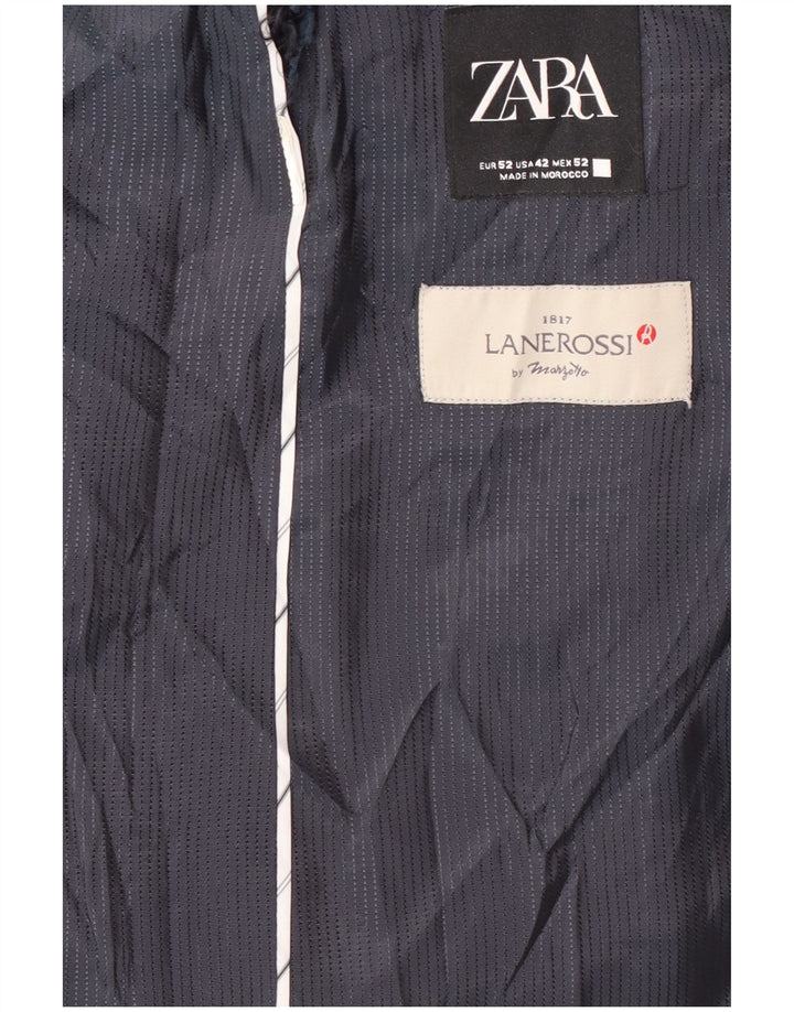 Giacca blazer da uomo a 2 bottoni Zara EU 52 grande pied de poule blu navy