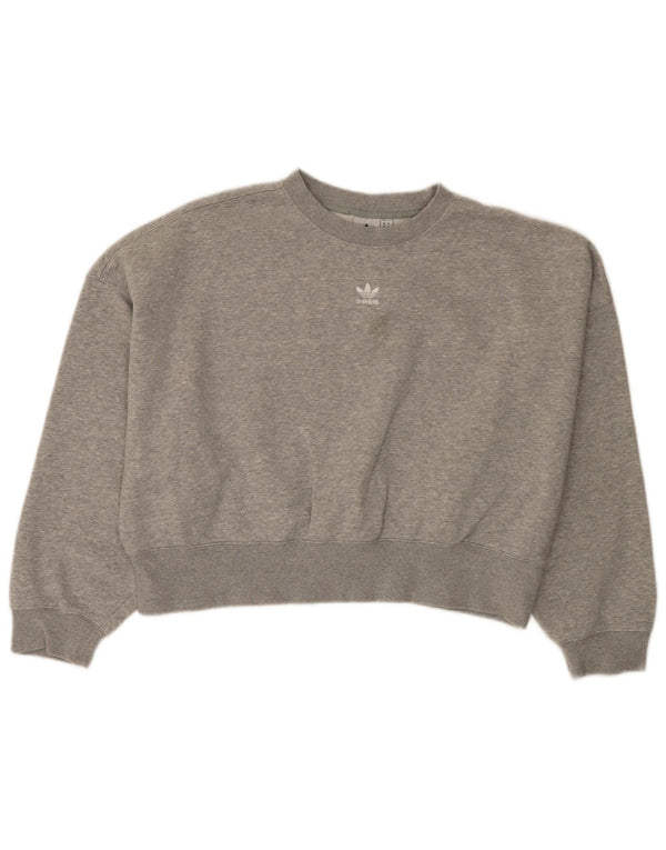 Felpa oversize da donna Adidas maglione UK 10 piccolo cotone grigio
