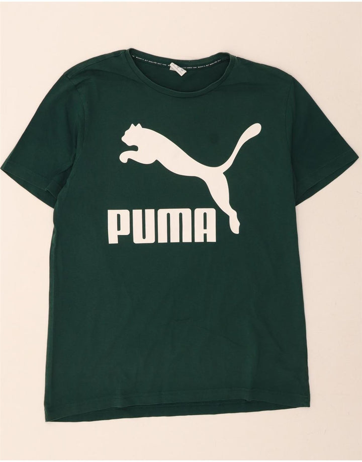 PUMA Mens Graphic T-Shirt Top Large Green Cotton Vintage Puma and Second-Hand Puma from Messina Hembry 