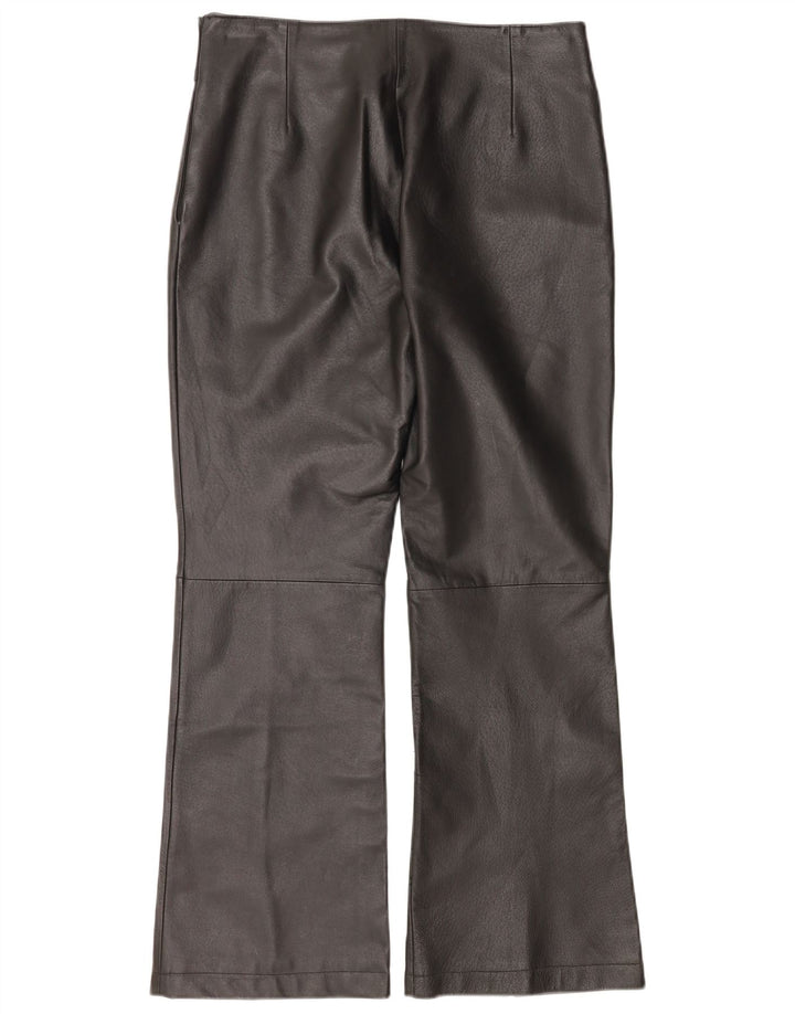 Pantaloni in pelle a zampa da donna Planet IT 46 Large W32 L30 Pelle nera