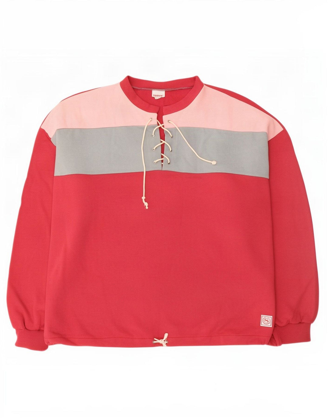 Felpa oversize da donna vintage maglione UK 16 grande blocco di colore rosso