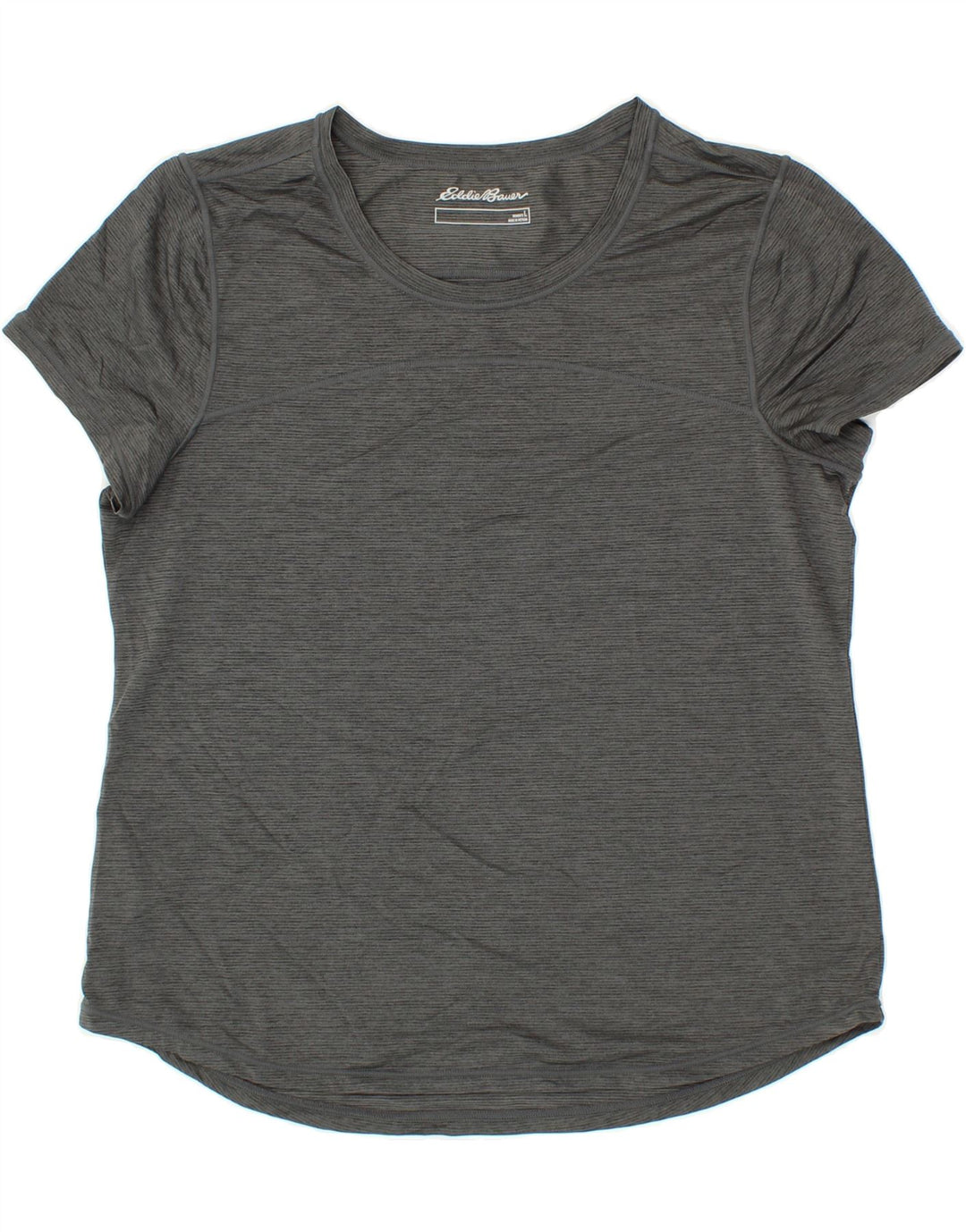 EDDIE BAUER Womens T-Shirt Top UK 16 Large Grey Pinstripe Polyester Vintage Eddie Bauer and Second-Hand Eddie Bauer from Messina Hembry 