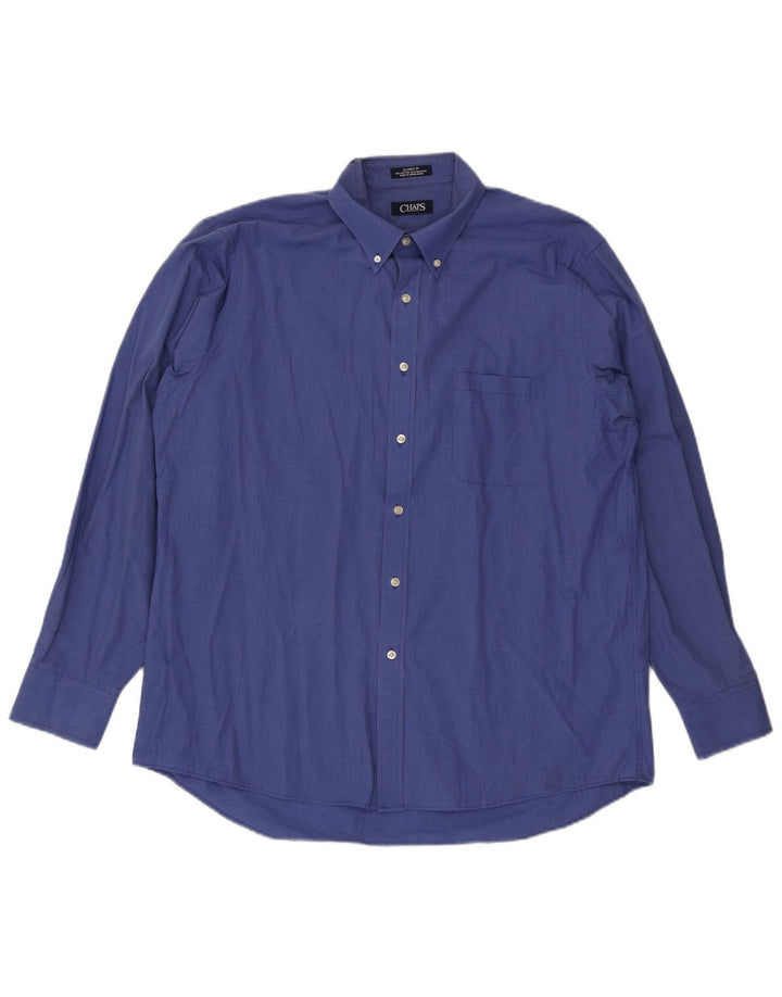 Camicia Chaps da uomo vestibilità classica taglia 17 XL cotone pied de poule blu