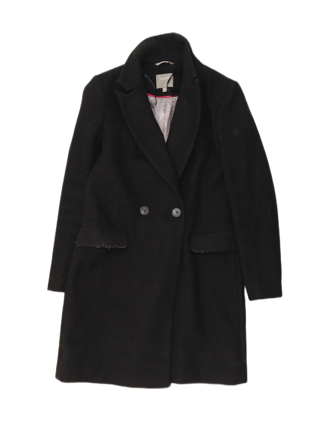 OASIS Womens Double Breasted Coat UK 10 Small Black Vintage Oasis and Second-Hand Oasis from Messina Hembry 