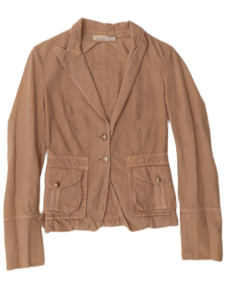 Giacca blazer da donna a 2 bottoni PINKO UK 8 piccola in cotone beige