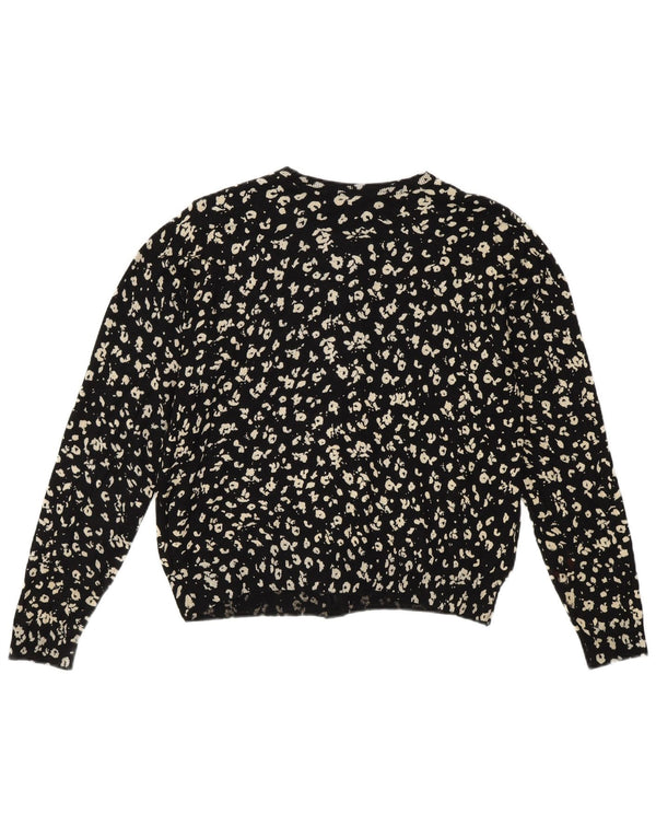 Maglione cardigan corto da donna Marks & Spencer UK 16 grande stampa animalier nera