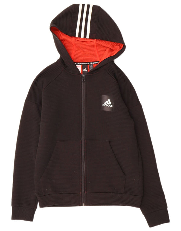 Felpa con cappuccio e zip Adidas da ragazzo 11-12 anni in poliestere nero