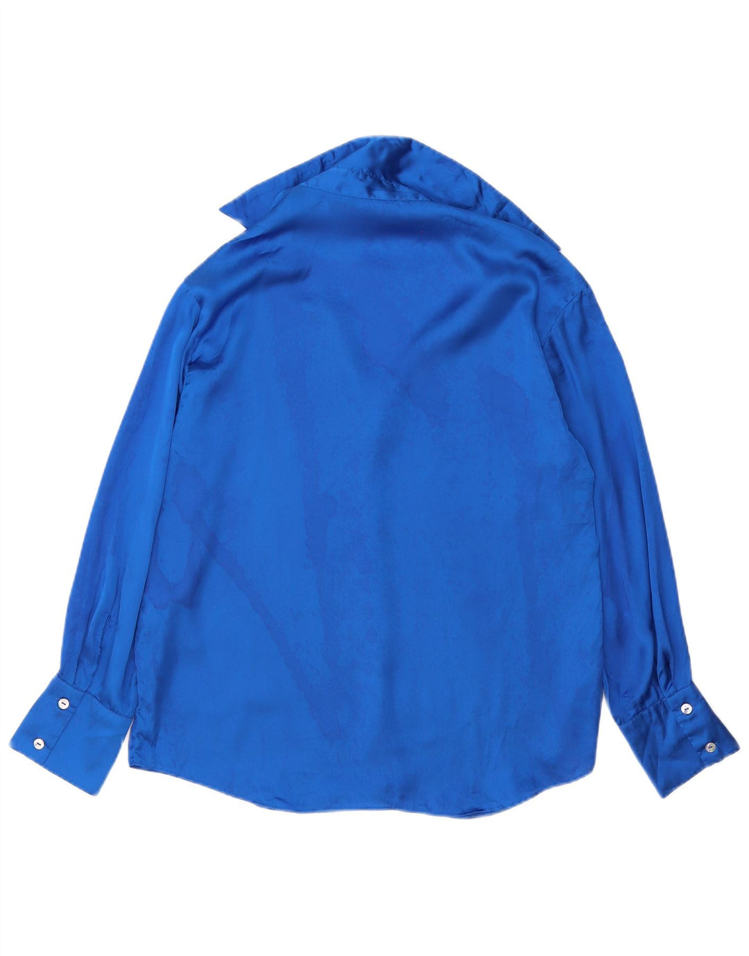 ZARA Camicia Camicetta da Donna UK 14 Blu Medio Poliestere
