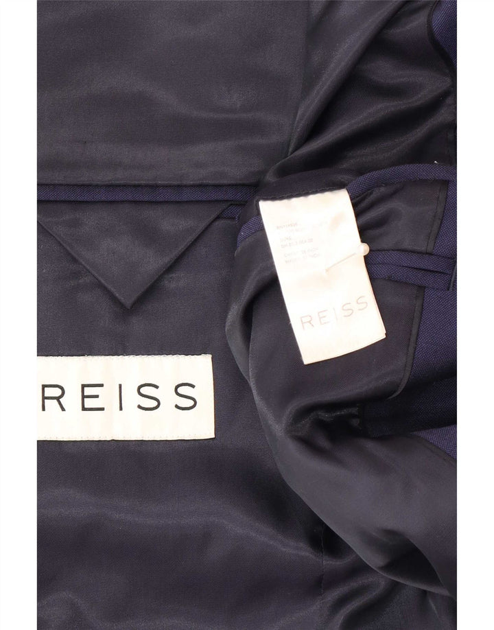 Giacca blazer da uomo a 1 bottone Reiss UK 38 media lana blu navy