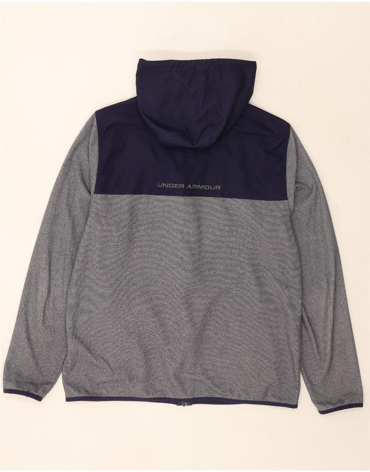 Felpa con cappuccio e zip da uomo Under Armour, grande, in poliestere color block grigio