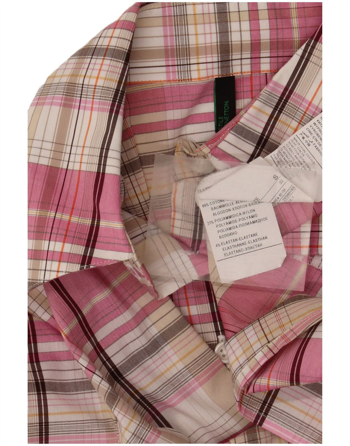 Camicia da donna Benetton UK 10 piccolo cotone scozzese rosa
