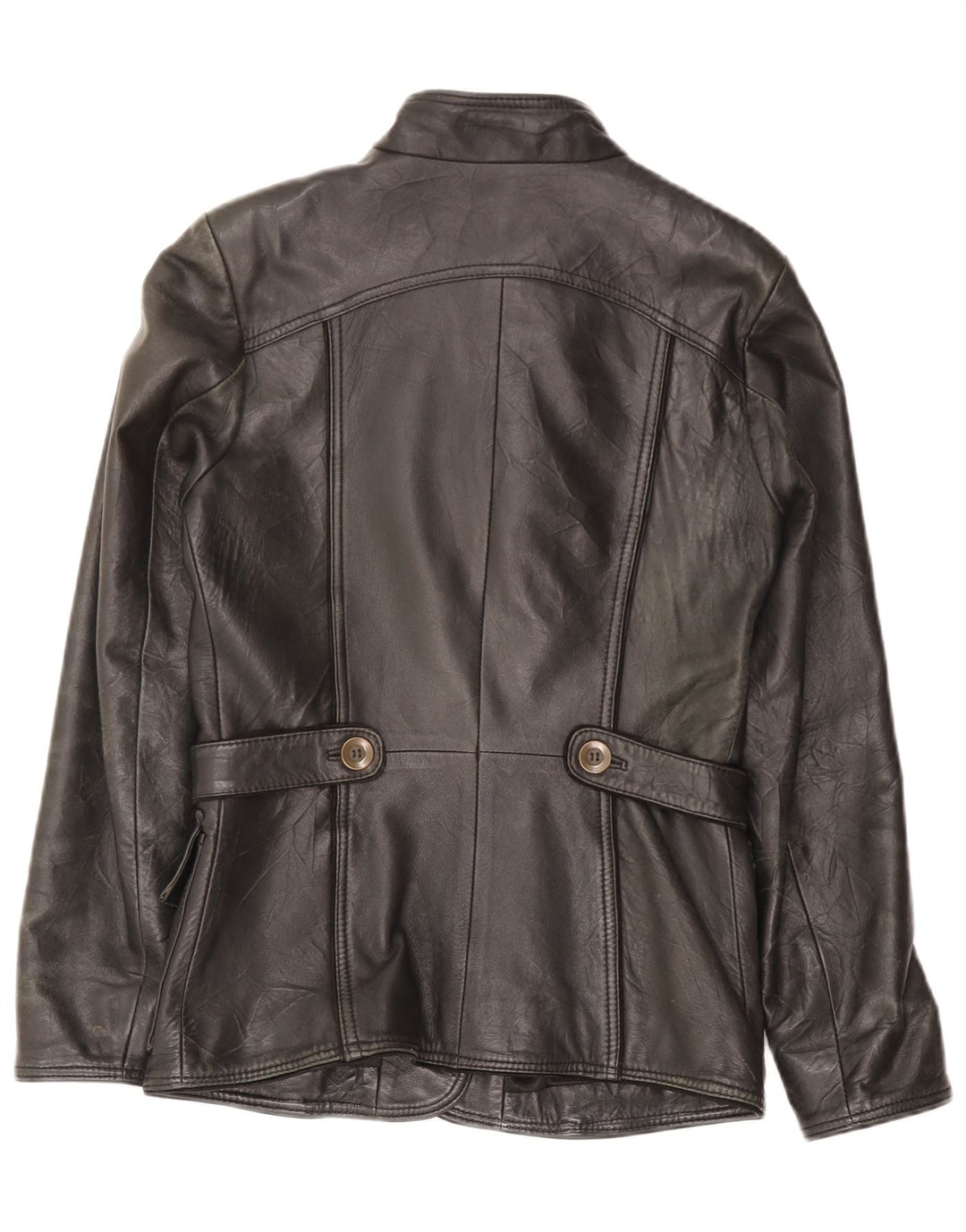 Giacca in pelle vintage da donna UK 6 XS in pelle nera