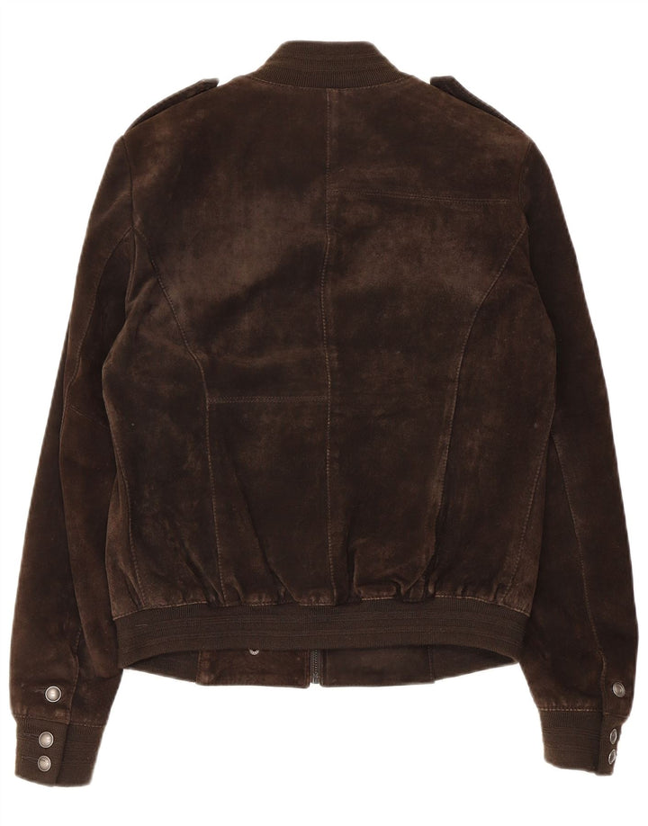 Giubbotto bomber militare in pelle scamosciata da donna OVS IT 44 in pelle marrone medio