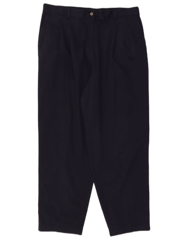Pantaloni chino a vita alta da donna L.L.Bean US 18 2XL W36 L29 Blu navy