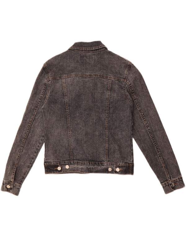 Giacca di jeans corta da donna vintage UK 12 Cotone grigio medio