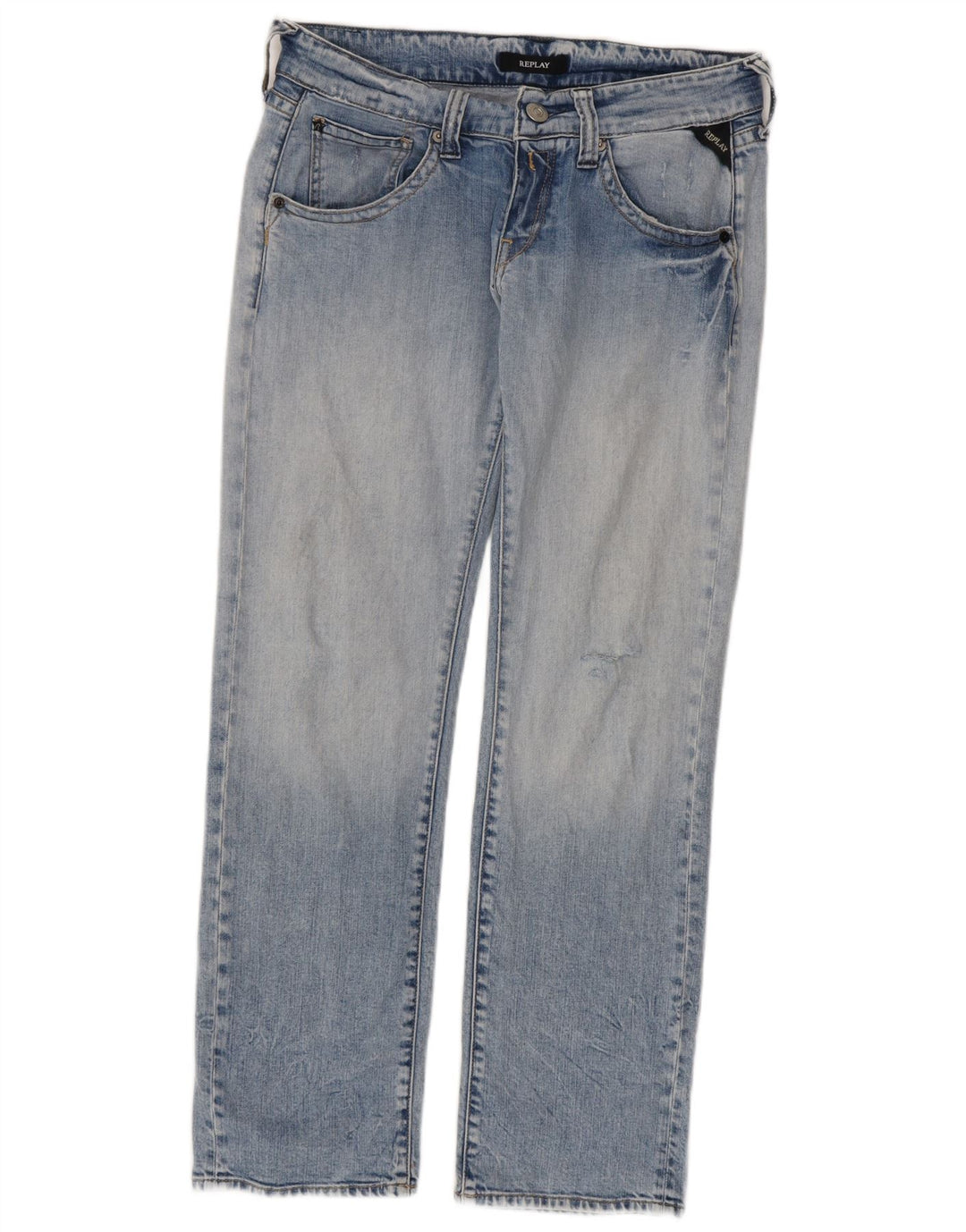 Replay Jeans dritti invecchiati da donna W30 L30 cotone blu