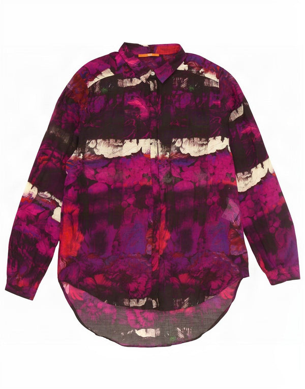 Camicia lunga da donna Hugo Boss UK 10 piccolo cotone floreale viola