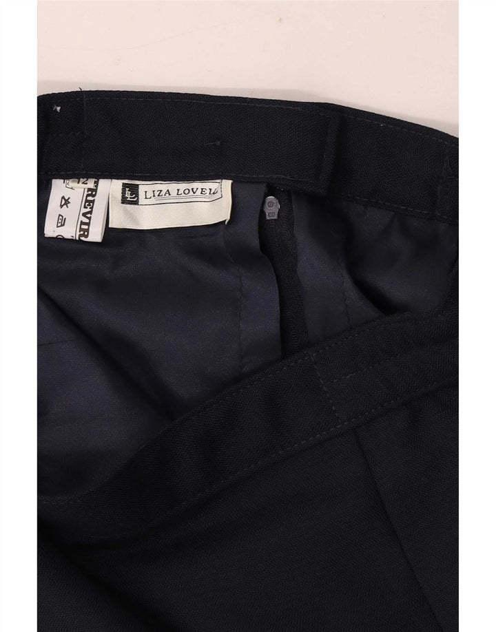 Gonna a tubino vintage da donna UK 12 media W28 poliestere blu navy