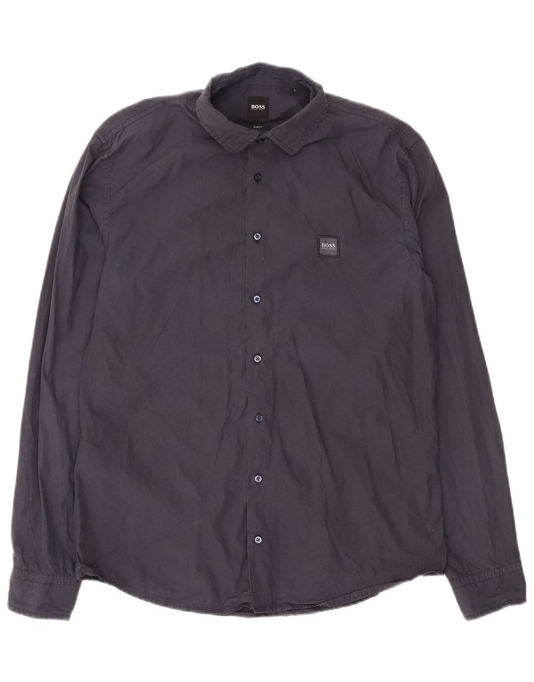 Camicia slim fit da uomo Hugo Boss grande in cotone blu navy
