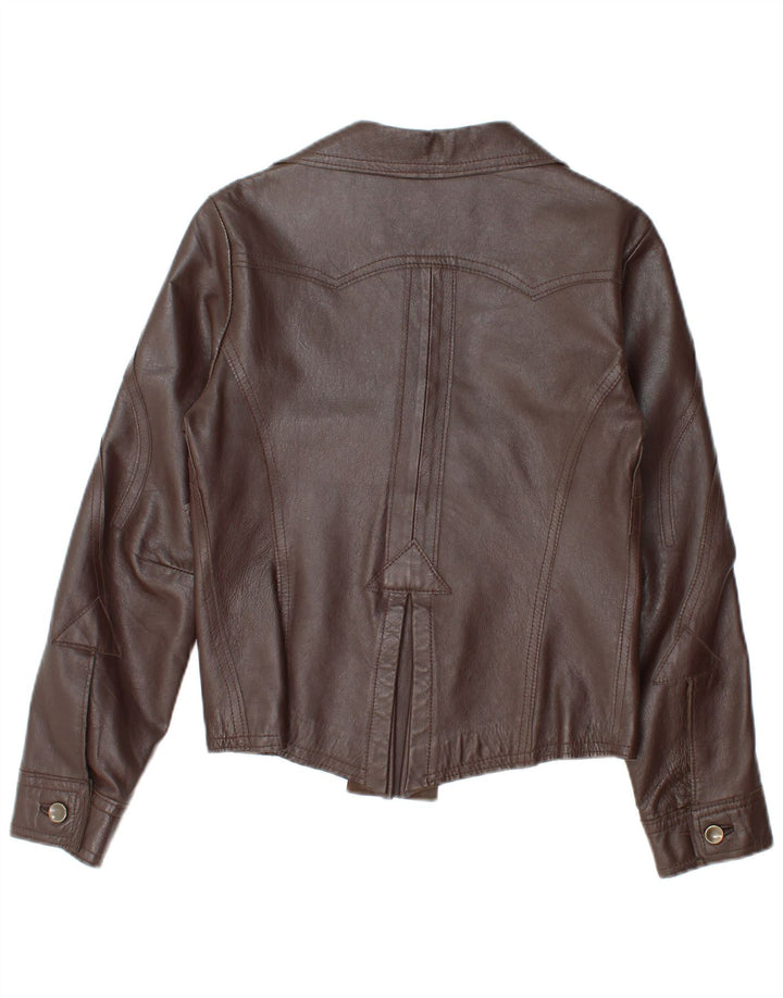 Giacca in pelle da donna vintage IT 44 in pelle marrone medio