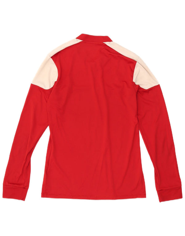 Adidas Uomo Clima 365 Top manica lunga UK 10 Small Rosso Colourblock Poliestere
