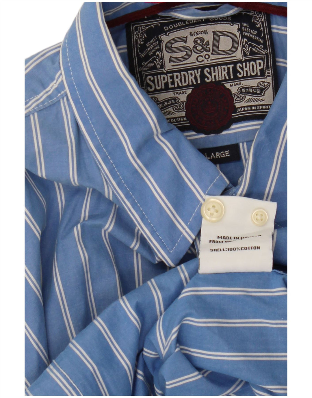 Camicia da uomo SUPERDRY in cotone gessato grande blu