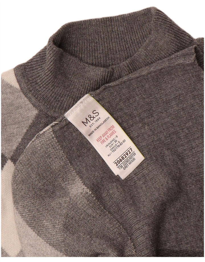 Maglione maglione a collo alto da donna Marks & Spencer UK 8 piccolo grigio