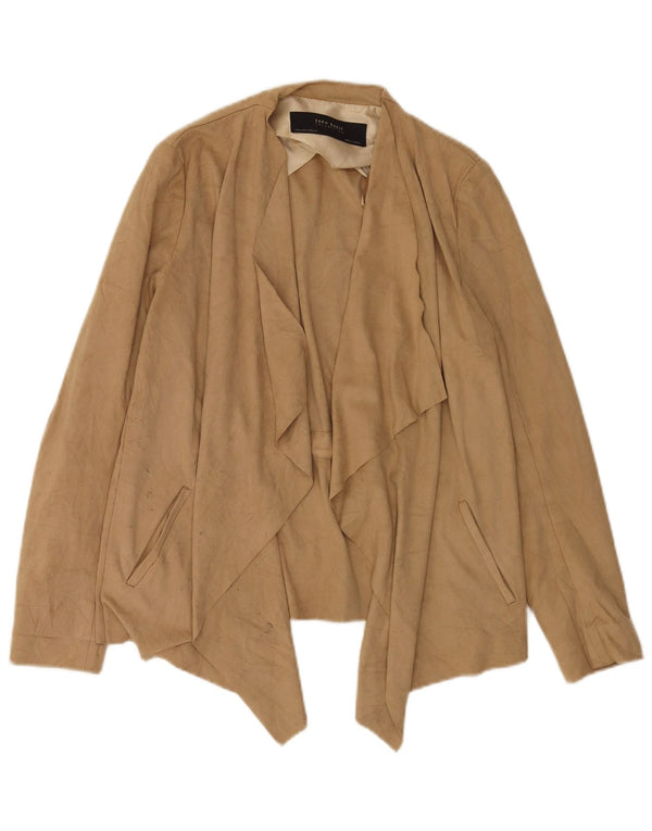 Maglione cardigan asimmetrico oversize da donna Zara UK 10 piccolo Beige
