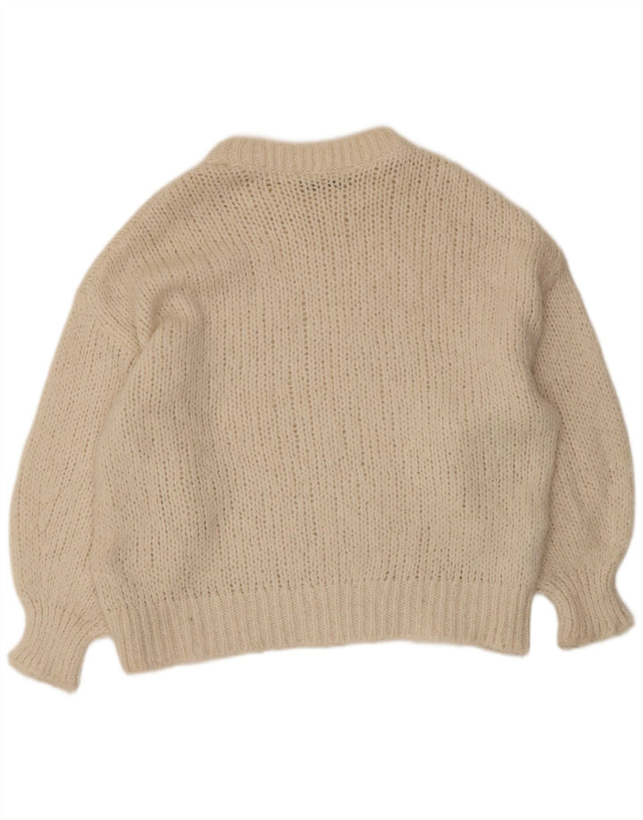 Maglione maglione girocollo oversize da donna Zara UK 10 piccolo bianco sporco