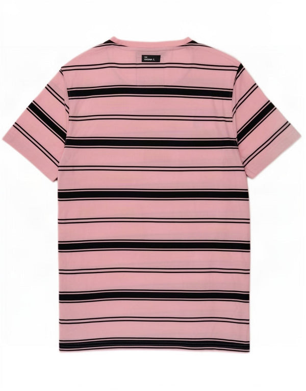 Crew Clothing T-shirt da uomo Top in cotone a righe rosa medio