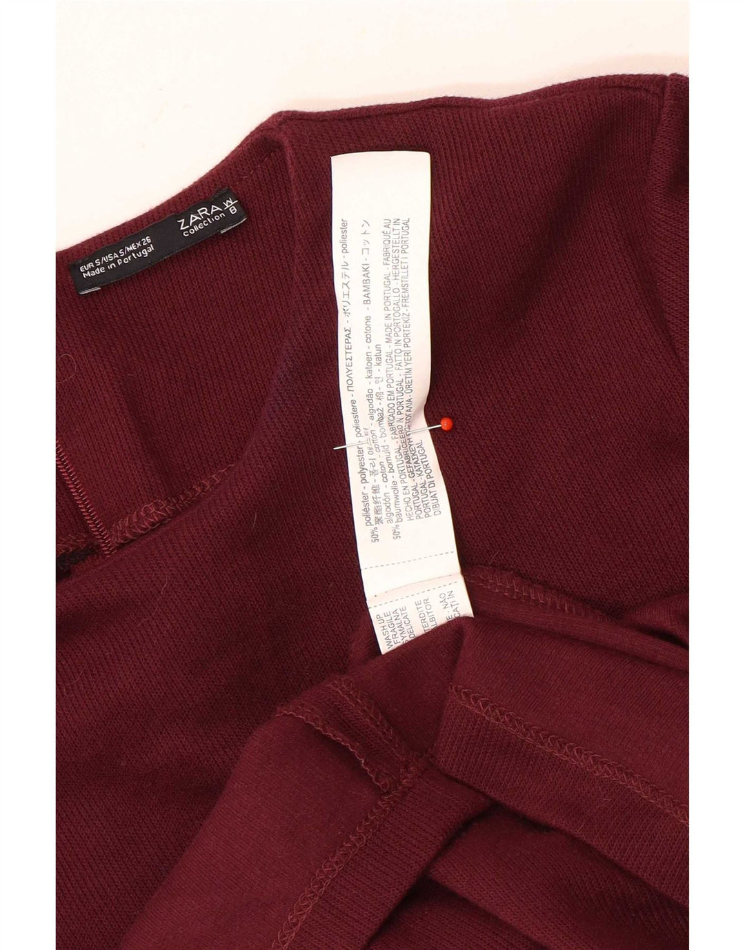 Abito tubino a maniche lunghe da donna Zara UK 8 piccolo poliestere marrone