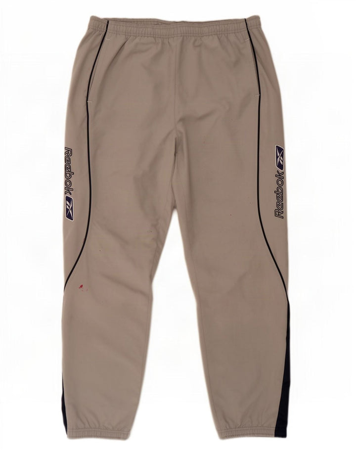 Pantaloni da tuta con grafica Reebok da uomo, pantaloni da jogging, grandi, in poliestere grigio