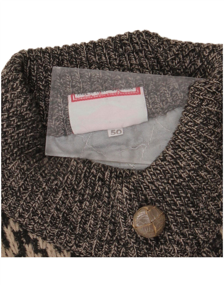 Maglione cardigan vintage da uomo con motivo astratto IT 50 Grigio medio