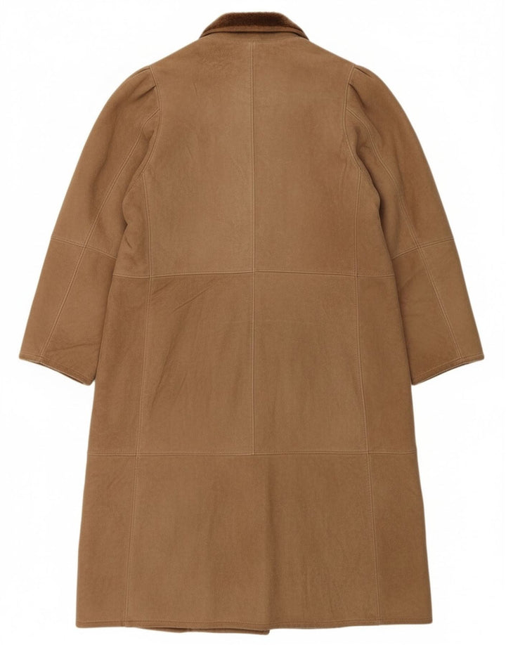 Cappotto in shearling vintage da donna UK 16 grande beige