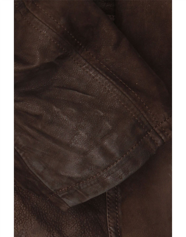Giacca in pelle vintage da uomo IT 56 3XL Pelle marrone