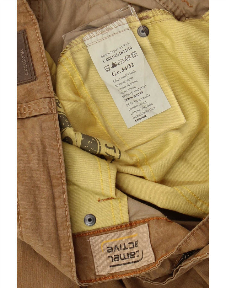 Pantaloni casual dritti da uomo Camel Active W34 L29 in cotone beige