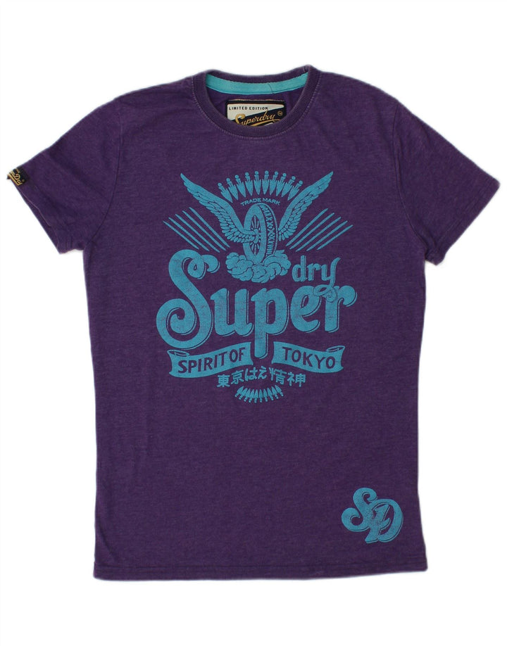 T-shirt grafica da donna SUPERDRY Top UK 12 cotone viola medio