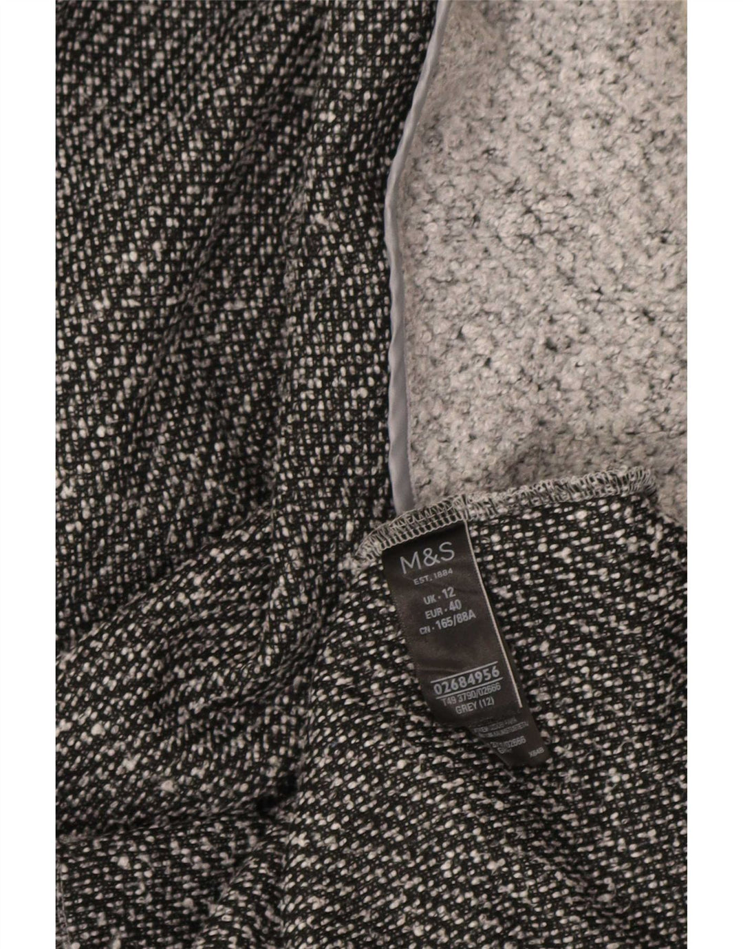 Soprabito aperto da donna Marks & Spencer UK 12 Poliestere screziato grigio medio