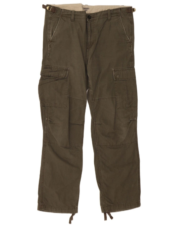 Pantaloni cargo dritti da uomo Carhartt W33 L30 cotone a righe kaki