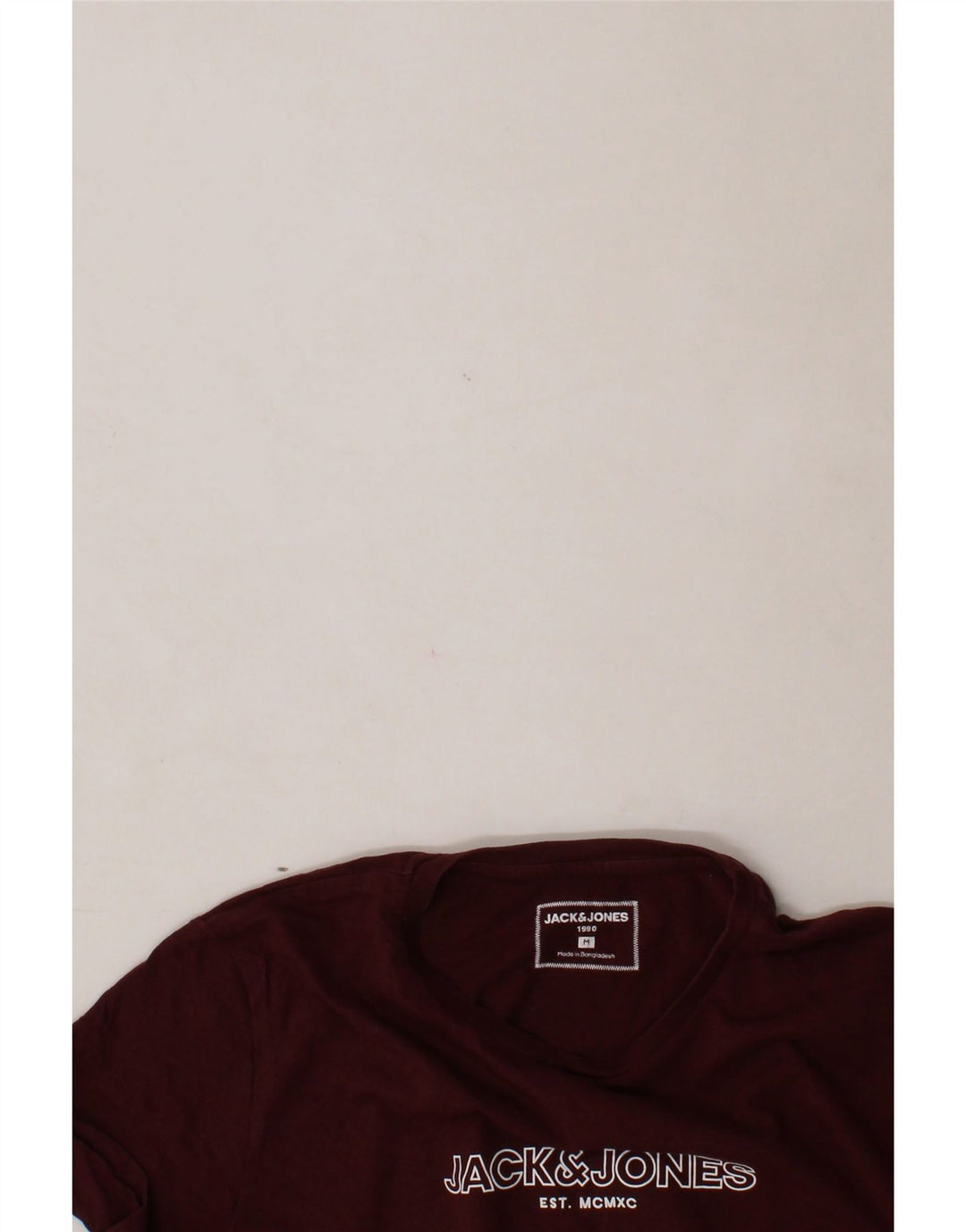 JACK & JONES Mens Graphic T-Shirt Top Medium Burgundy Cotton Vintage Jack & Jones and Second-Hand Jack & Jones from Messina Hembry 