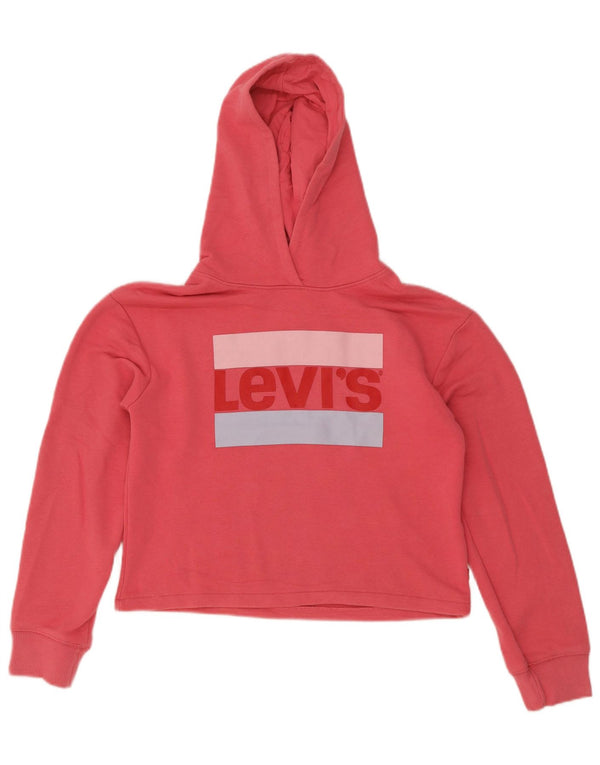 Maglione con cappuccio grafico corto per ragazze Levi's 13-14 anni in cotone rosa