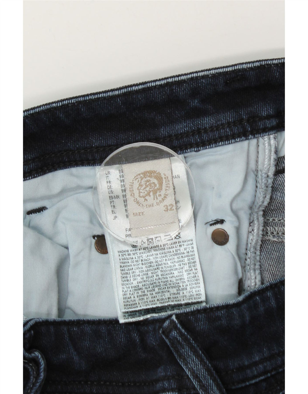 Jeans slim da uomo Diesel W32 L32 in cotone blu navy