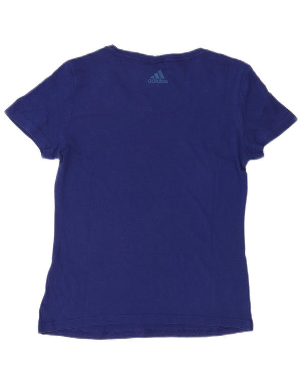 T-shirt grafica da donna Adidas Top UK 8/10 Small in cotone blu navy