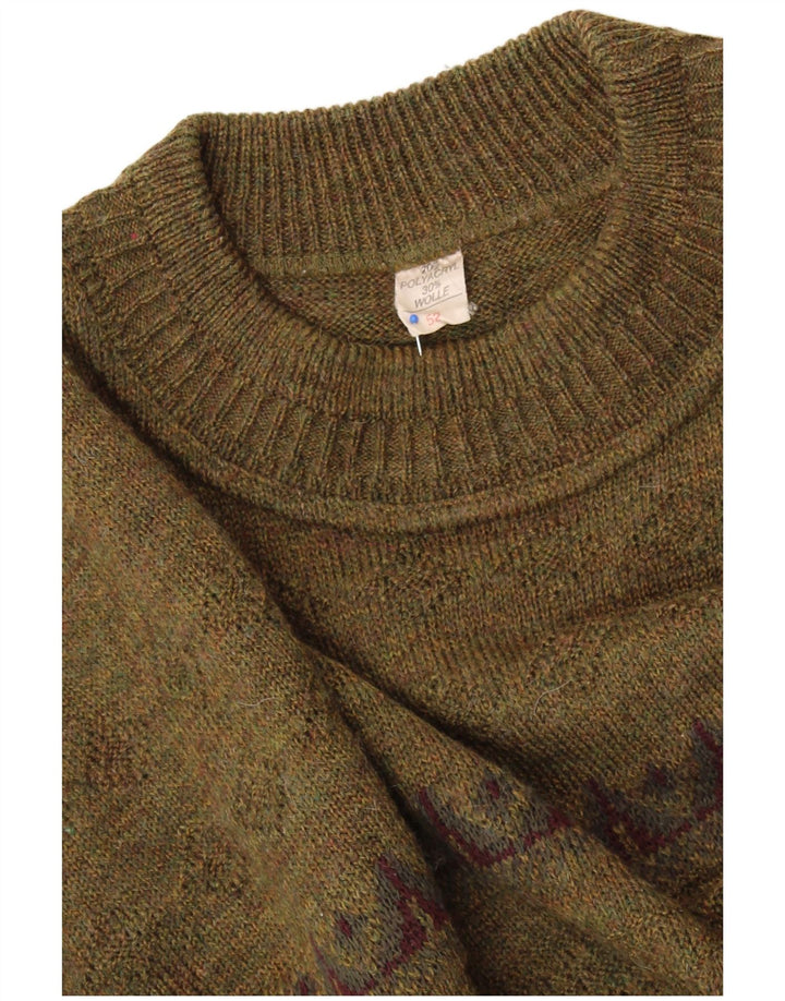 Maglione maglione girocollo da donna VINTAGE IT 52 2XL Verde geometrico