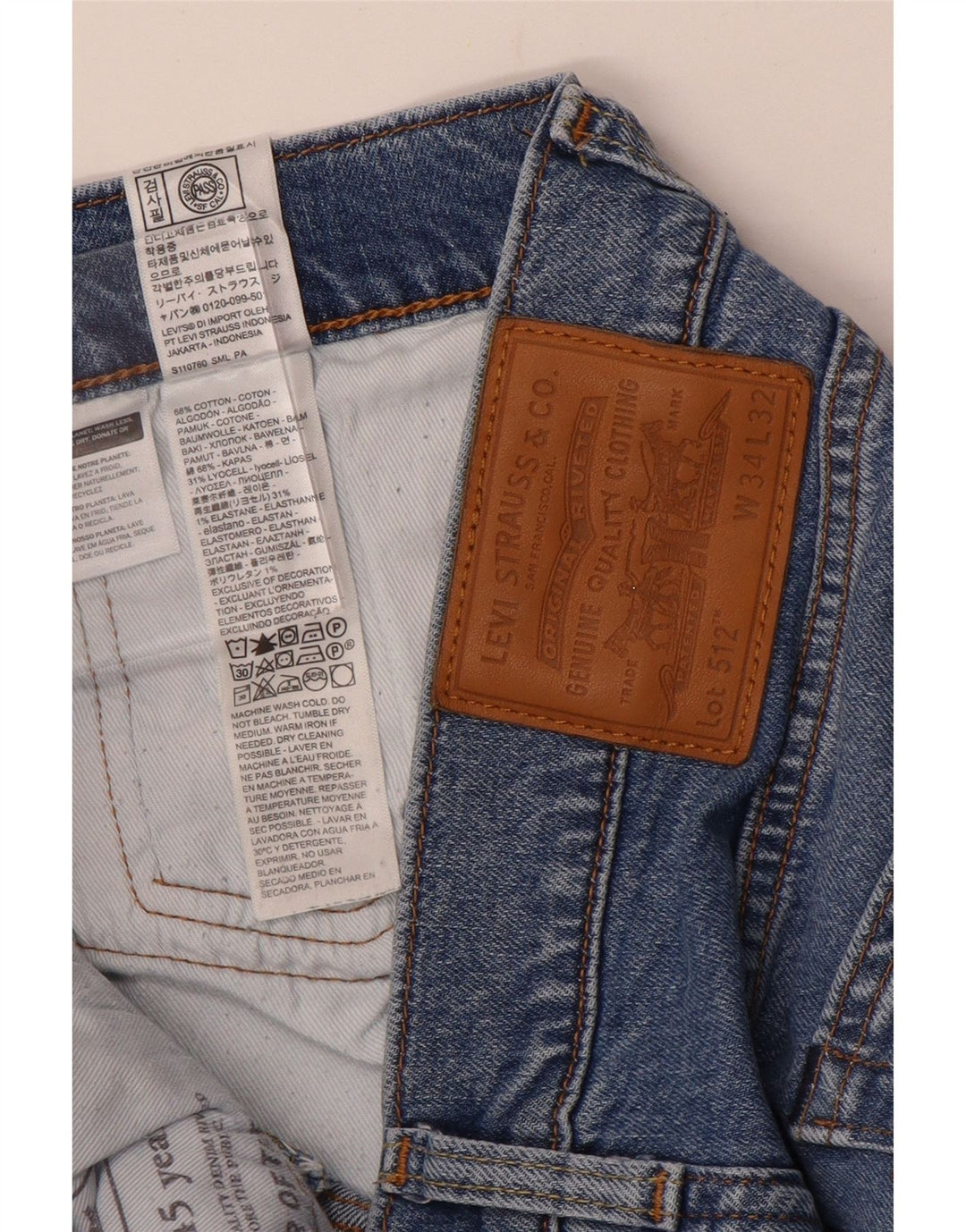 Pantaloncini di jeans Levi's 512 da uomo W34 grande cotone blu