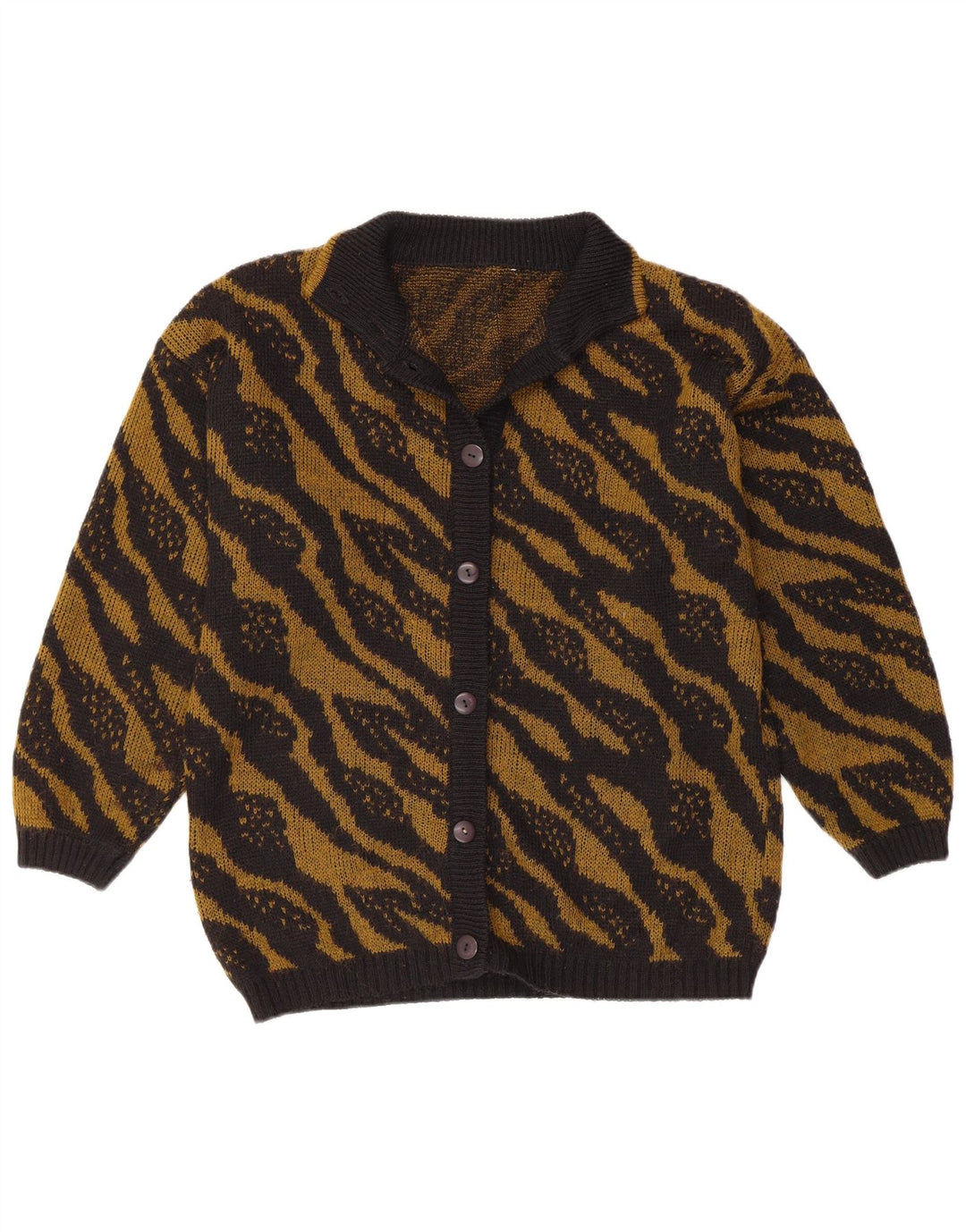 Maglione cardigan da donna VINTAGE UK 16 grandi righe nere