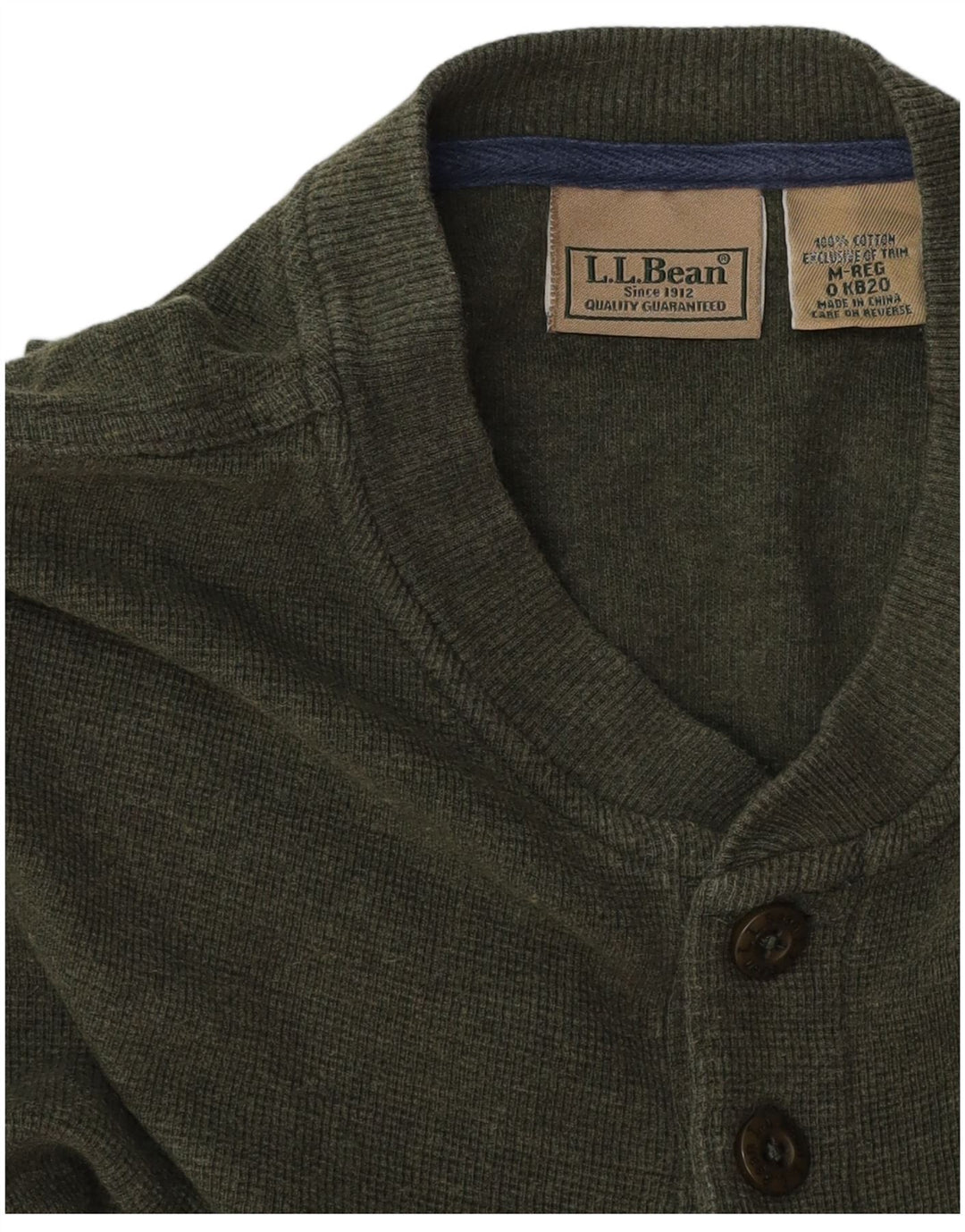L.L.BEAN Top da uomo a maniche lunghe in cotone verde medio