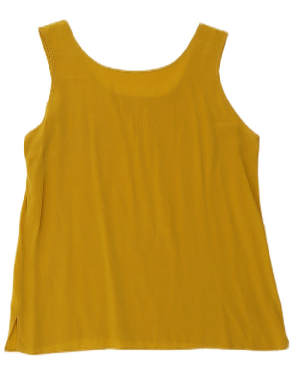 Vintage Womens Sleeveless Blouse Top UK 8 Small Yellow Silk